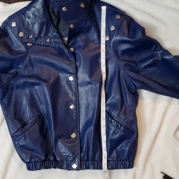 Vintage blue leather jacket - Picture 5 of 8